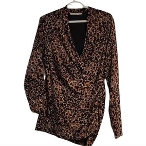 Peruvian Connection Floral Black and Brown Ruched Top
